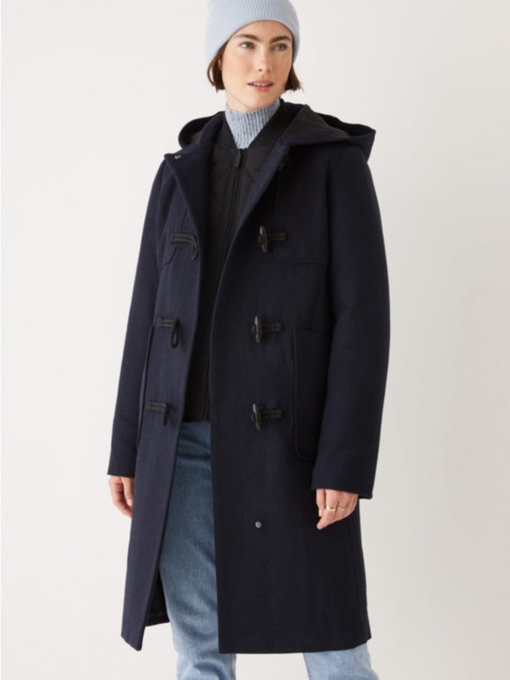 Frank And Oak Maybelle Recycled Wool Hooded Toggle Duffle Coat - Size Medium